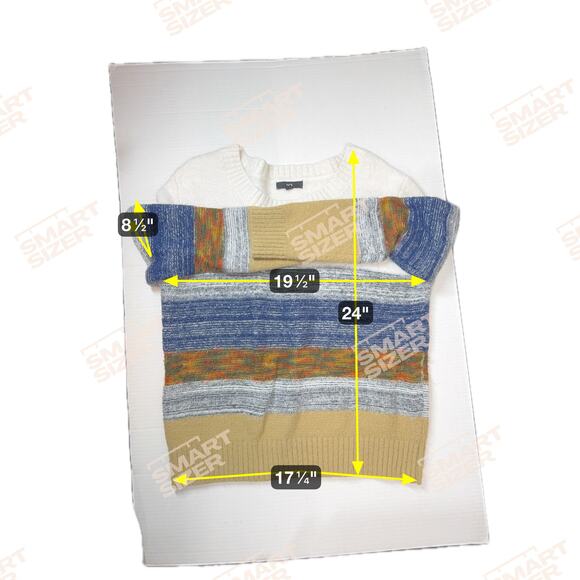 Fate Sweater Womens Relaxed Multicolor Round Neck Striped Long Sleeve Sz Medium - Picture 5 of 5